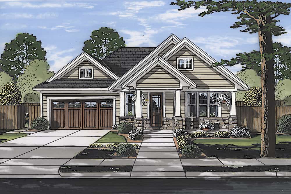3-Bedroom, 1463 Sq Ft Craftsman House Plan - 169-1182 - Front Exterior