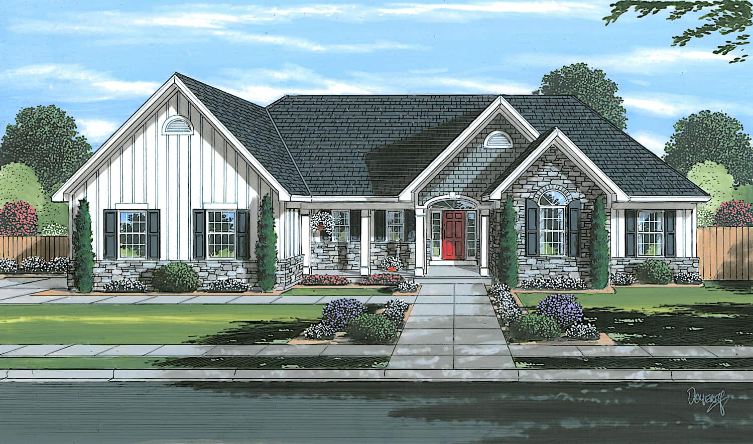 3-Bedroom, 1724 Sq Ft Craftsman Home Plan - 169-1195 - Main Exterior