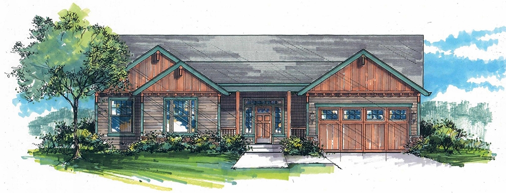 3-Bedroom, 1505 Sq Ft Craftsman House Plan - 171-1322 - Front Exterior