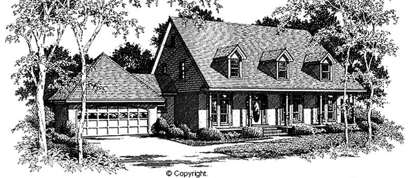 4-Bedroom, 2716 Sq Ft Cape Cod Home Plan - 174-1016 - Main Exterior
