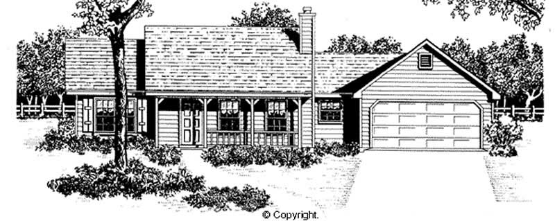 3-Bedroom, 1258 Sq Ft Country Home Plan - 174-1022 - Main Exterior