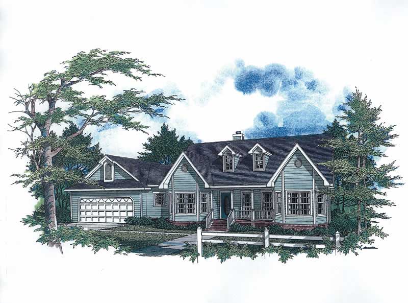 3-Bedroom, 1652 Sq Ft Cape Cod Home Plan - 174-1032 - Main Exterior