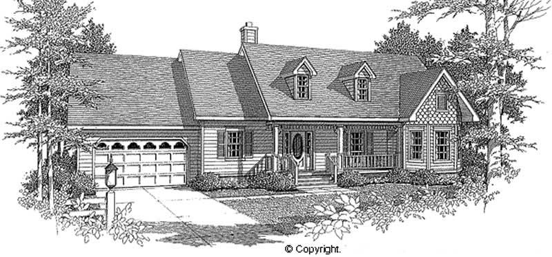 3-Bedroom, 1917 Sq Ft Cape Cod Home Plan - 174-1073 - Main Exterior