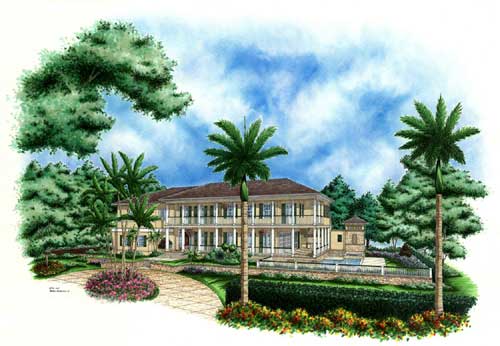 4-Bedroom, 4110 Sq Ft Florida Style Home Plan - 175-1054 - Main Exterior