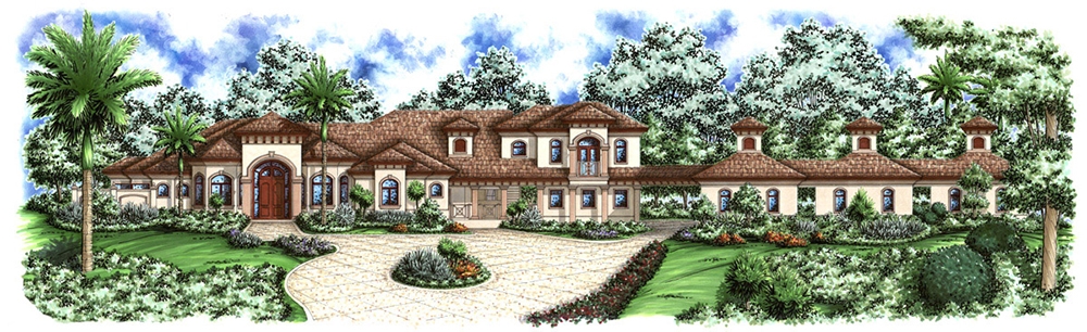 4-Bedroom, 3472 Sq Ft Mediterranean House Plan - 175-1154 - Front Exterior