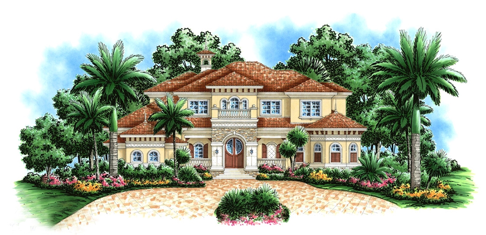 3-Bedroom, 6197 Sq Ft Mediterranean Home Plan - 175-1181 - Main Exterior