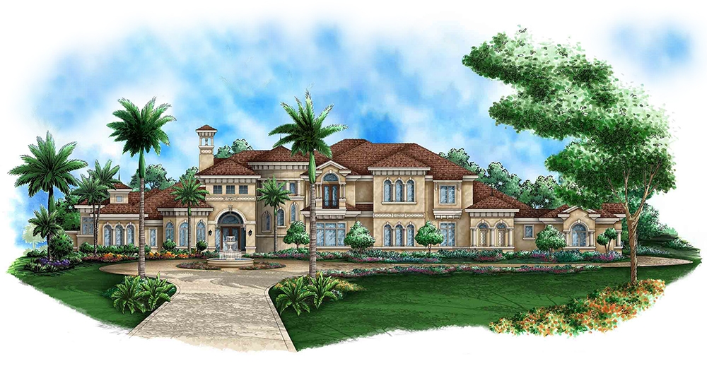 5-Bedroom, 10875 Sq Ft Mediterranean Home Plan - 175-1188 - Main Exterior