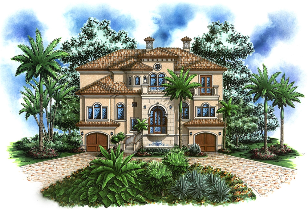 4-Bedroom, 4623 Sq Ft Mediterranean Home Plan - 175-1189 - Main Exterior