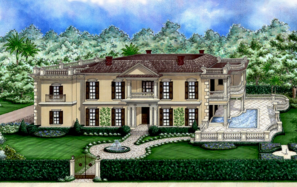 3-Bedroom, 4143 Sq Ft Coastal House Plan - 175-1234 - Front Exterior