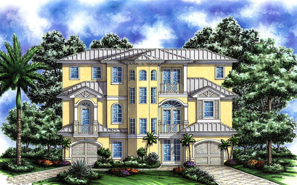 2-Bedroom, 2905 Sq Ft Coastal House Plan - 175-1239 - Front Exterior