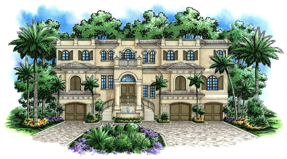 3-Bedroom, 5566 Sq Ft Spanish Home Plan - 175-1248 - Main Exterior