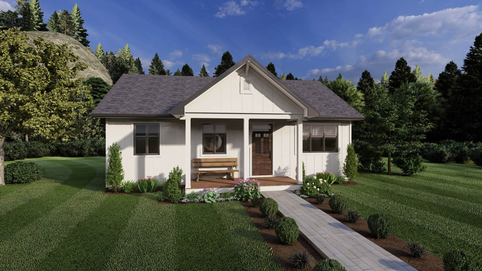 2-Bedroom, 936 Sq Ft Country House Plan - 177-1066 - Front Exterior