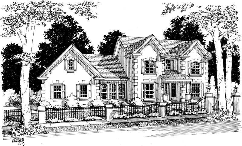 3-Bedroom, 1593 Sq Ft European Home Plan - 178-1068 - Main Exterior