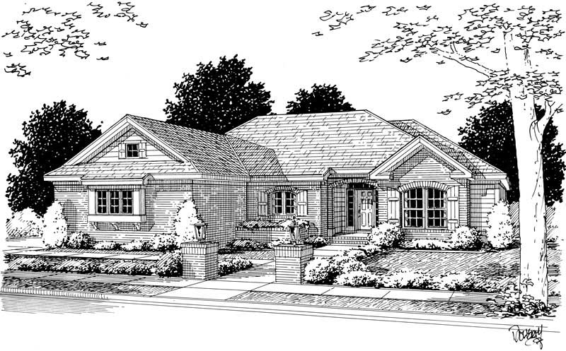 4-Bedroom, 1592 Sq Ft Small House Plans - 178-1077 - Front Exterior