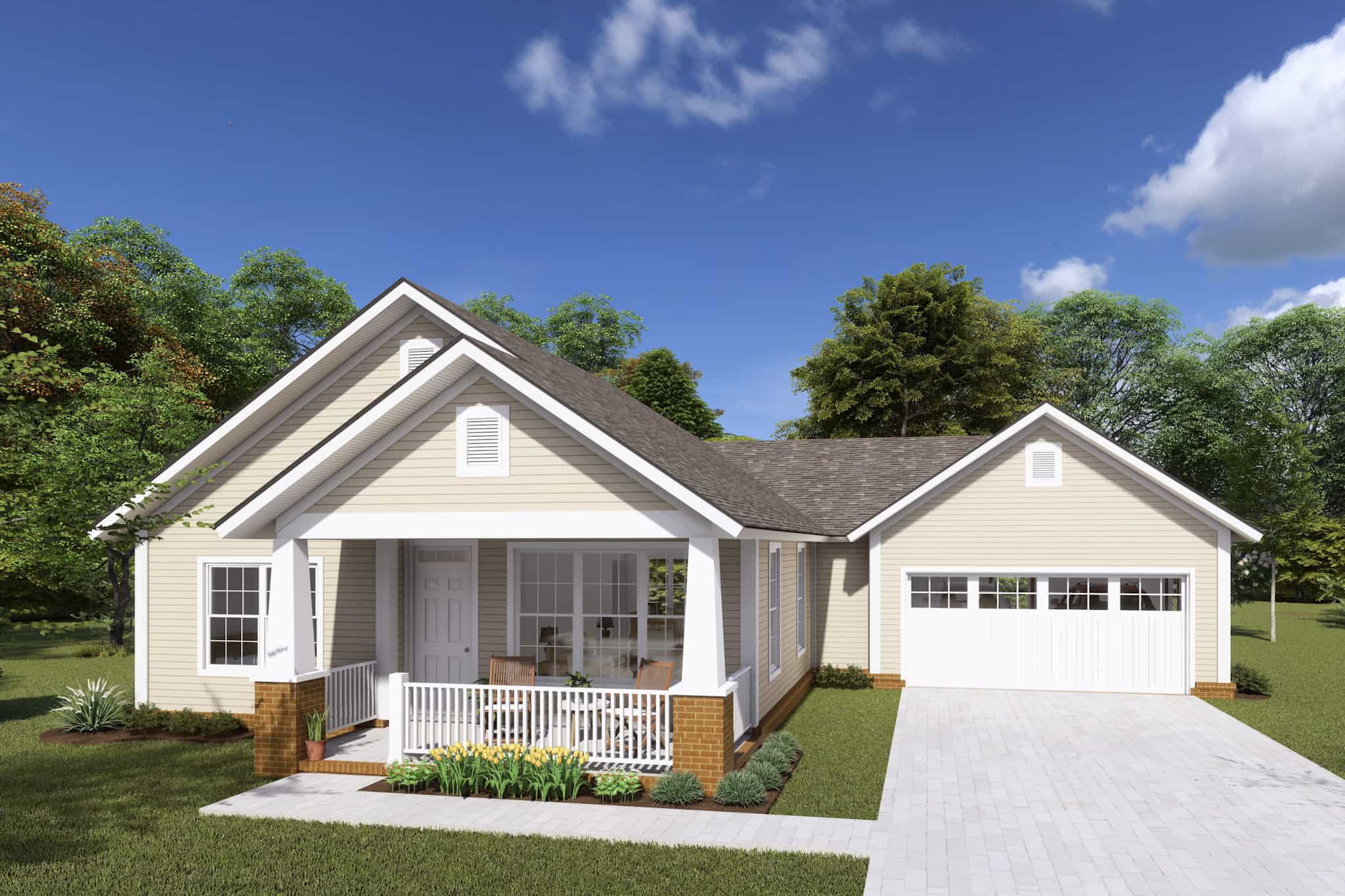 2-Bedroom, 1147 Sq Ft Cottage House Plan - 178-1233 - Front Exterior