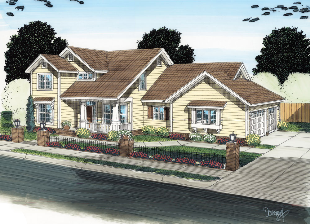 4-Bedroom, 2291 Sq Ft Traditional Home Plan - 178-1290 - Main Exterior