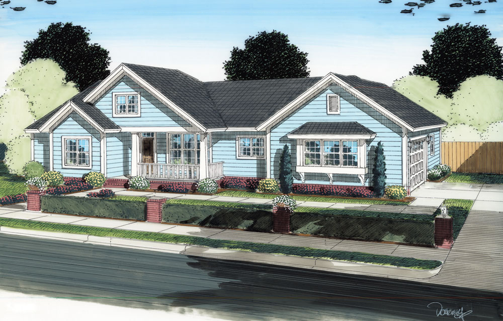 4-Bedroom, 1561 Sq Ft Traditional House Plan - 178-1294 - Front Exterior