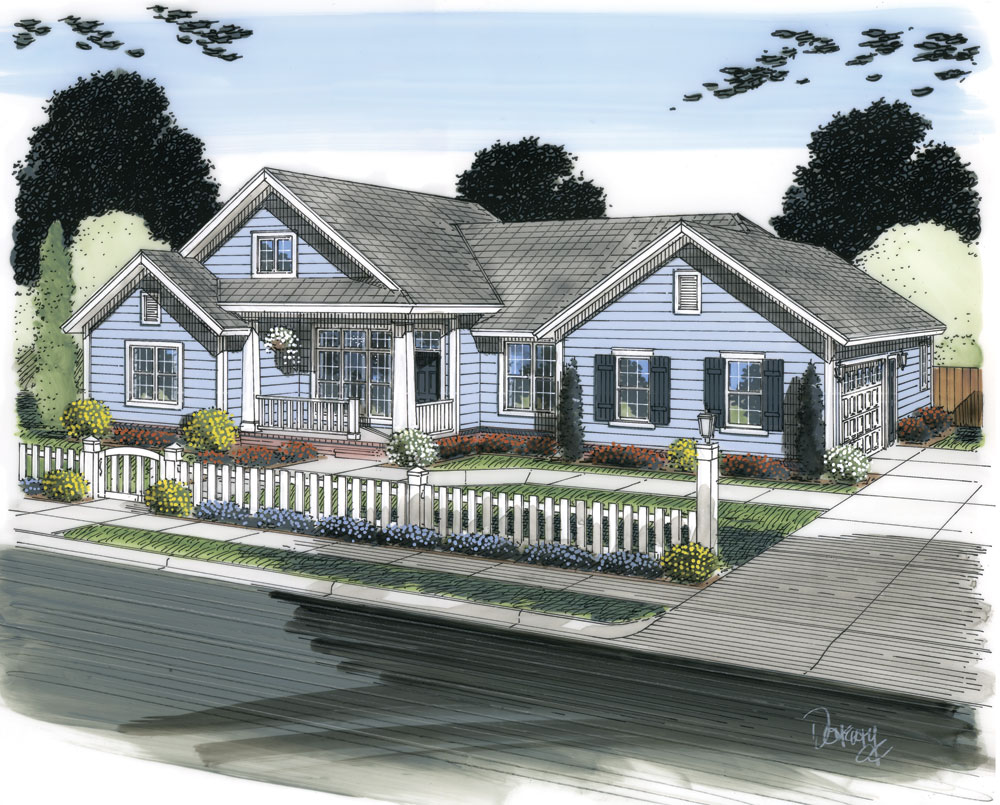 4-Bedroom, 1966 Sq Ft Ranch House Plan - 178-1304 - Front Exterior