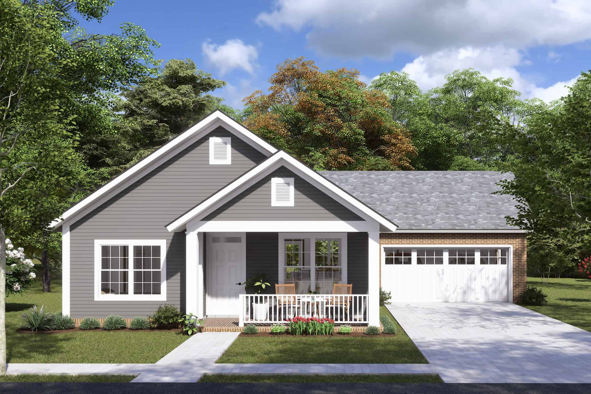 3-Bedroom, 1397 Sq Ft Craftsman Home Plan - 178-1352 - Main Exterior
