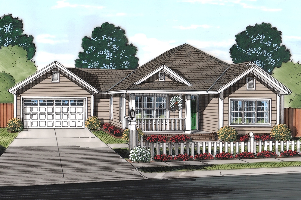 4-Bedroom, 1668 Sq Ft Cottage Home Plan - 178-1367 - Main Exterior
