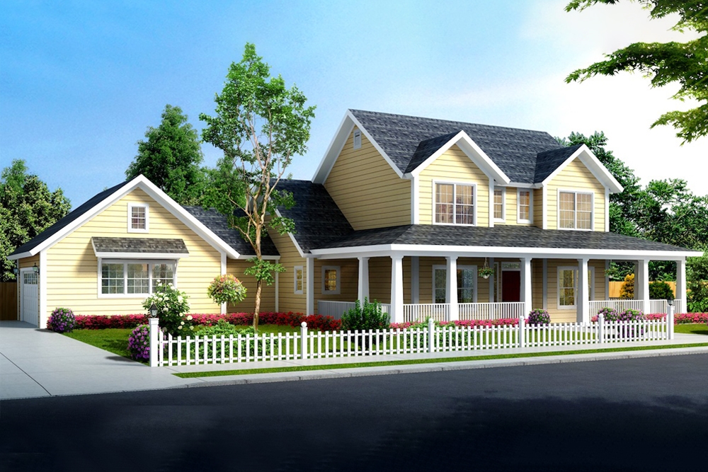 4-Bedroom, 1938 Sq Ft Farmhouse House Plan - 178-1375 - Front Exterior