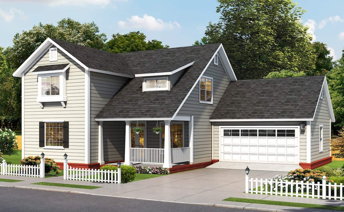 4-Bedroom, 2137 Sq Ft Farmhouse House Plan - 178-1390 - Front Exterior