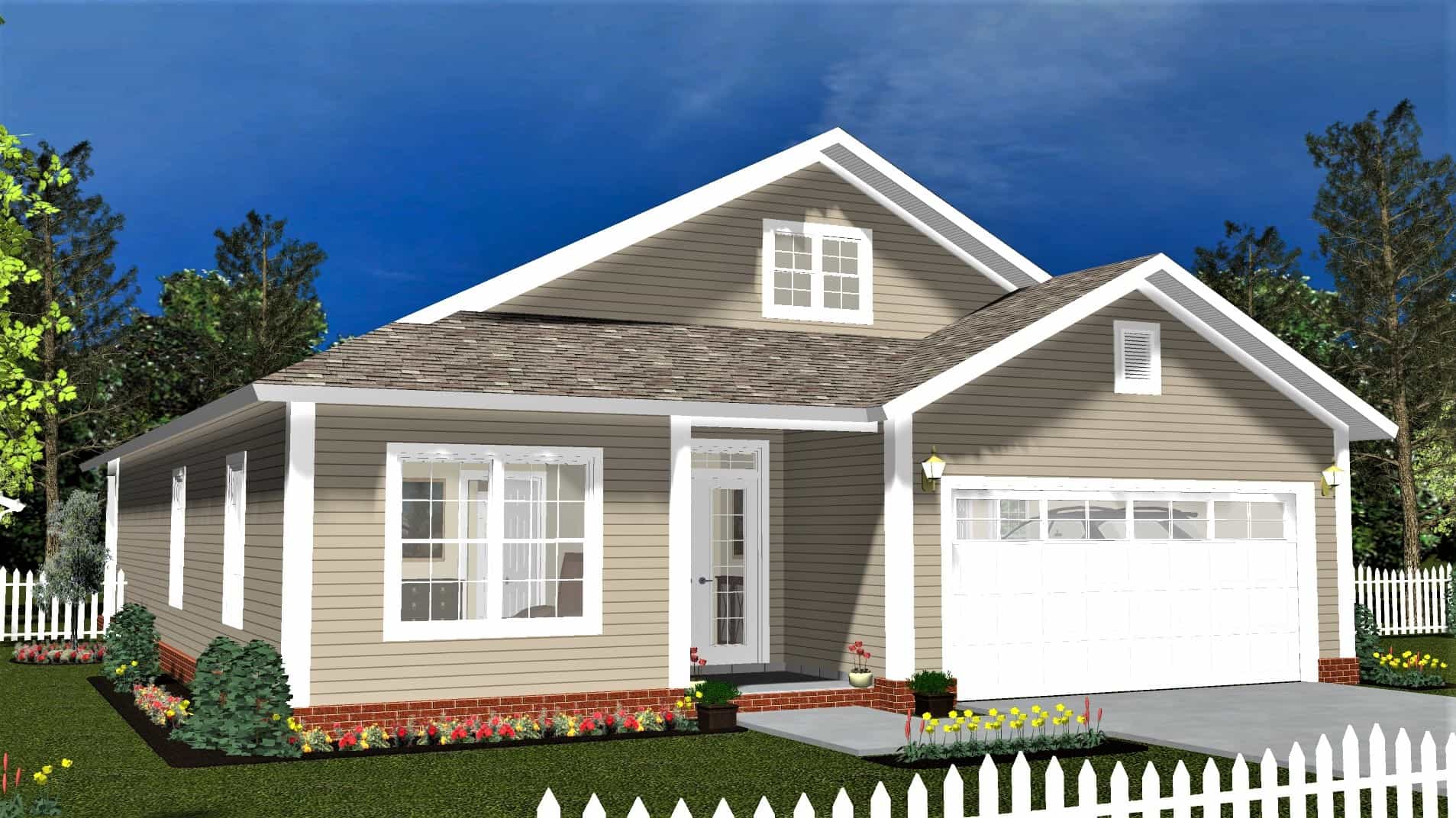3-Bedroom, 1483 Sq Ft Transitional Home Plan - 178-1404 - Main Exterior