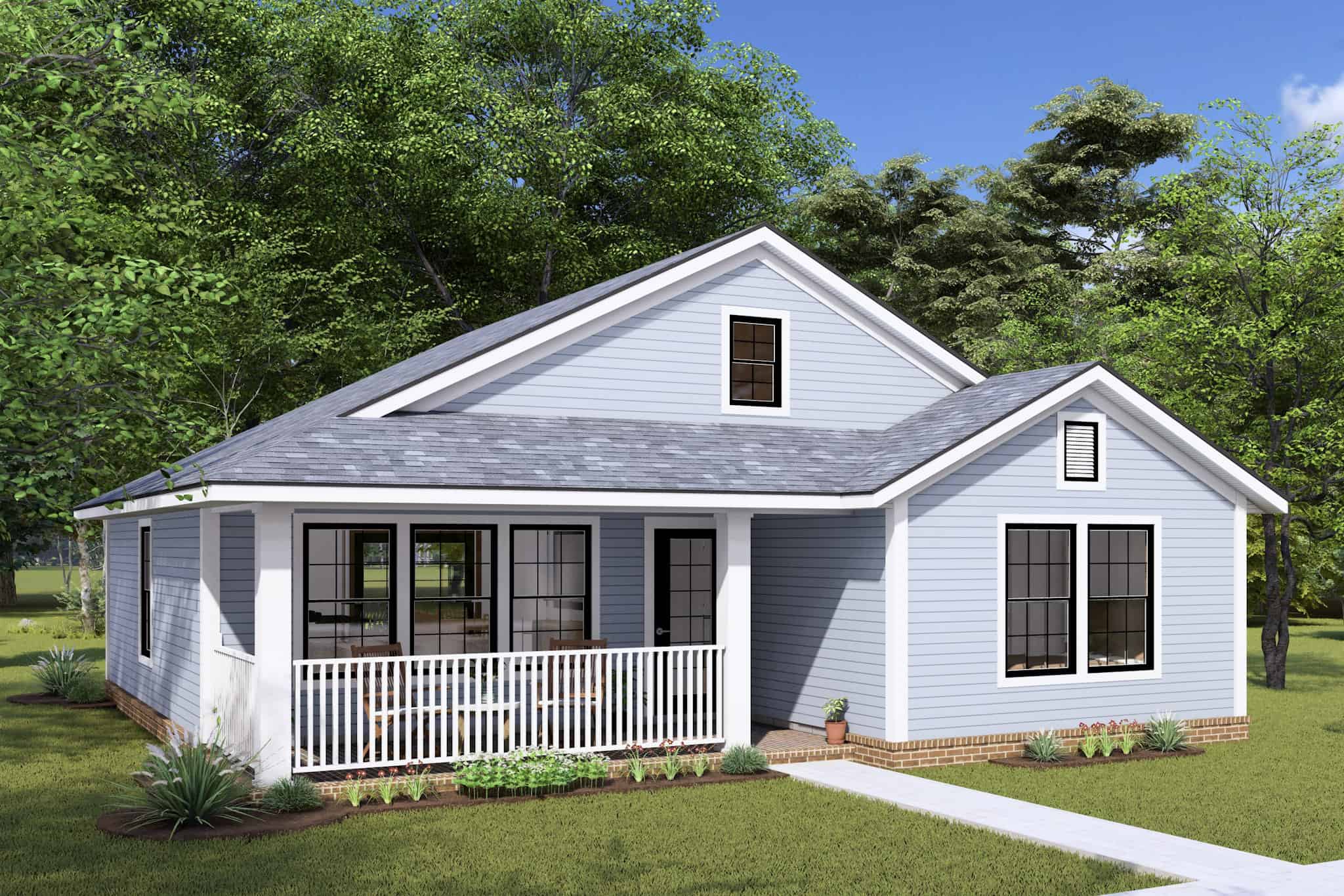 2-Bedroom, 997 Sq Ft Cottage Home Plan - 178-1423 - Main Exterior