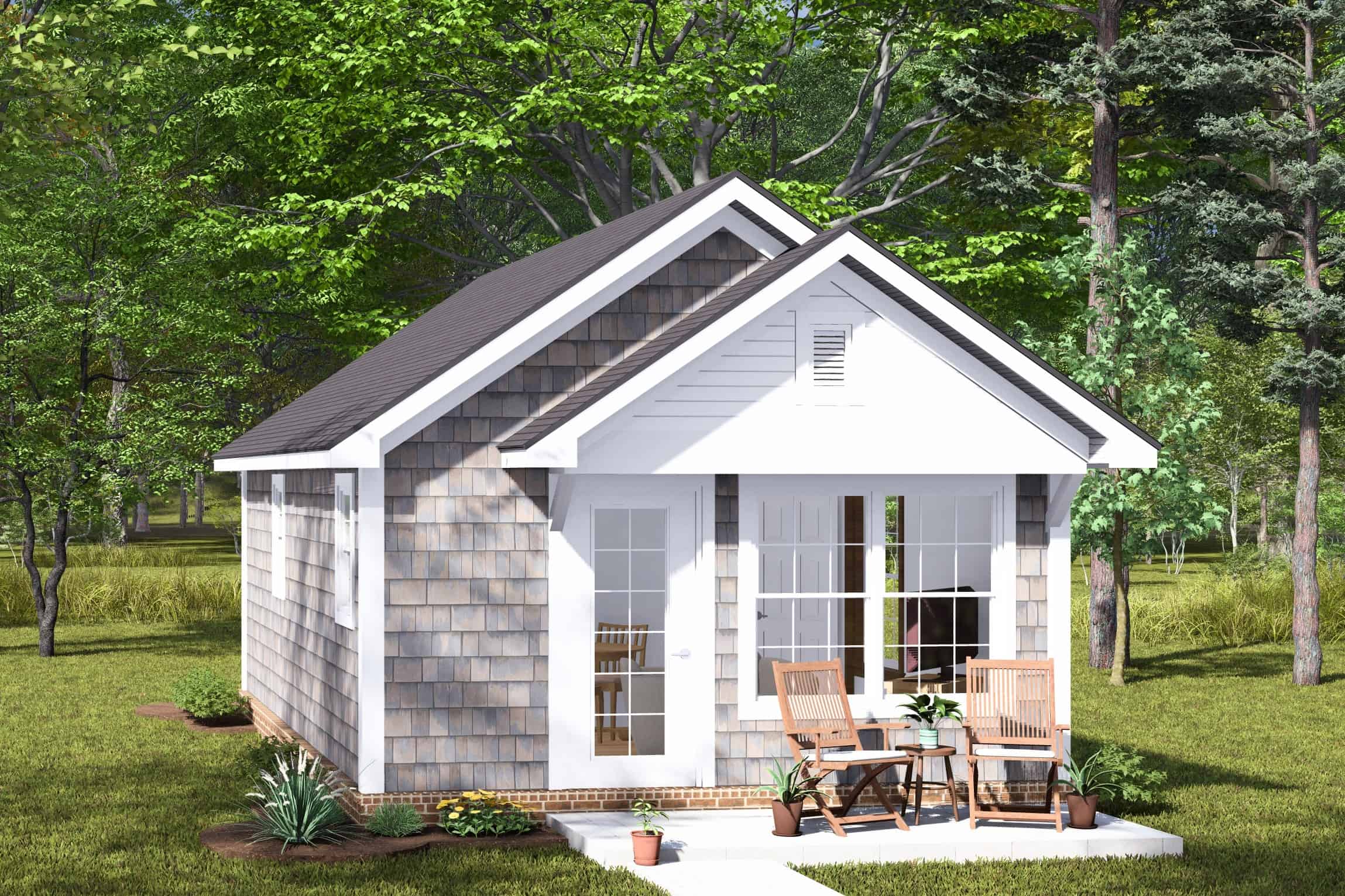 1-Bedroom, 384 Sq Ft Cottage House Plan - 178-1453 - Front Exterior