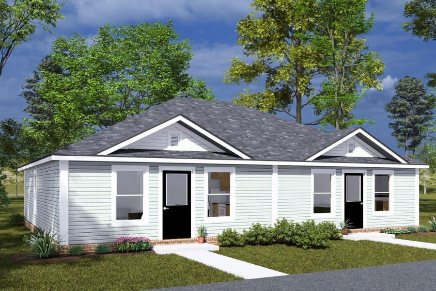 6-Bedroom, 1570 Sq Ft Cottage Duplex Plan #178-1490 - Main Exterior