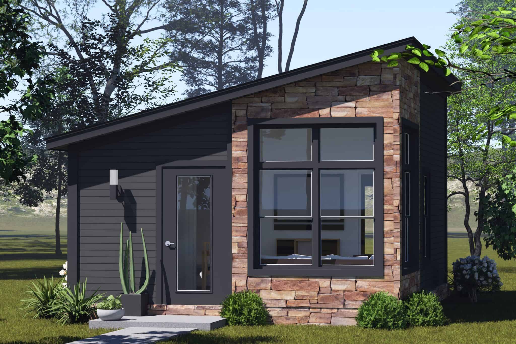 1-Bedroom, 384 Sq Ft Contemporary House Plan - 178-1572 - Front Exterior