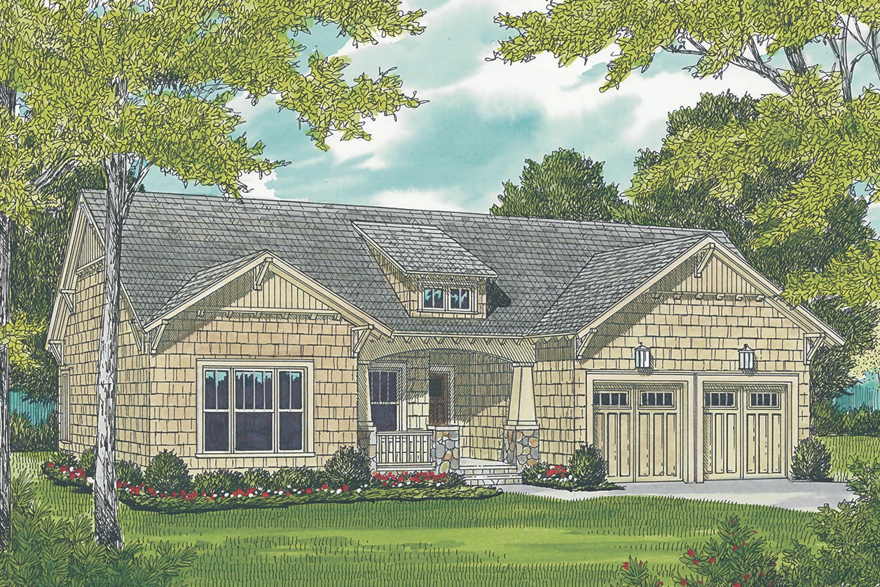3-Bedroom, 1387 Sq Ft Cottage House Plan - 180-1000 - Front Exterior