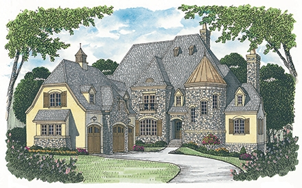 4-Bedroom, 7428 Sq Ft European House Plan - 180-1032 - Front Exterior
