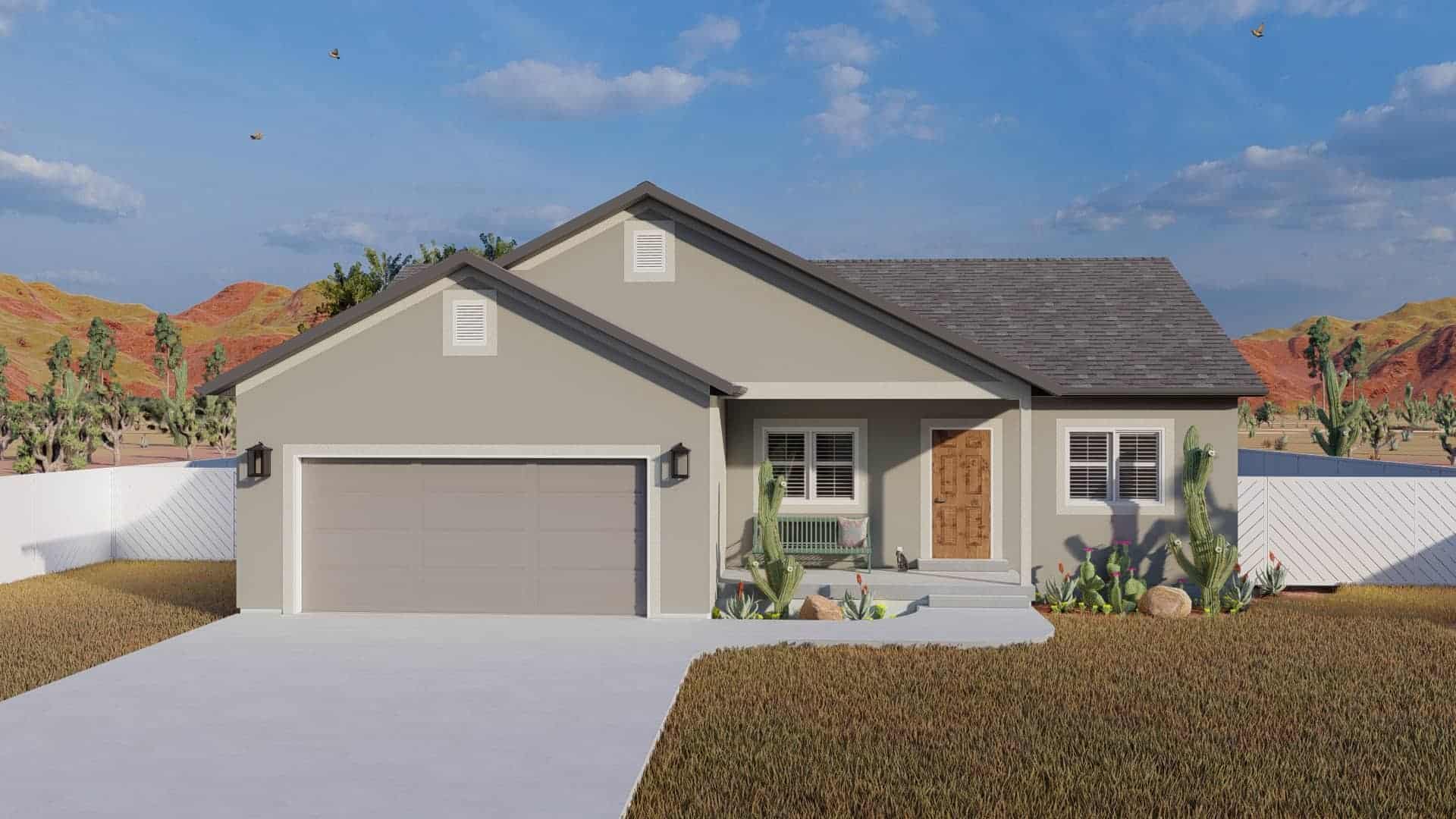 3-Bedroom, 1280 Sq Ft Ranch Home Plan - 187-1182 - Main Exterior