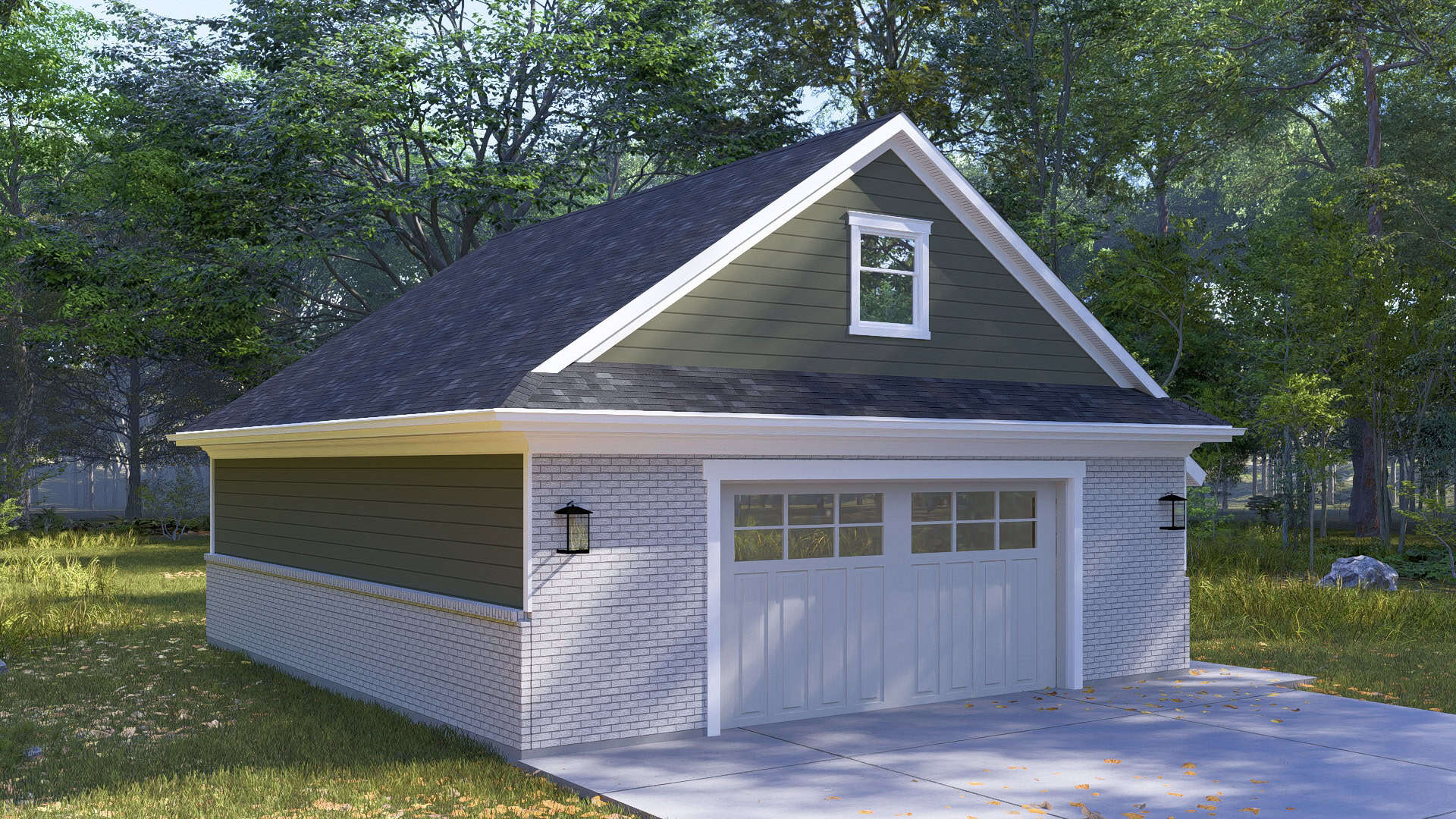 1020 Sq Ft Garage w/Apartments Plan #187-1217