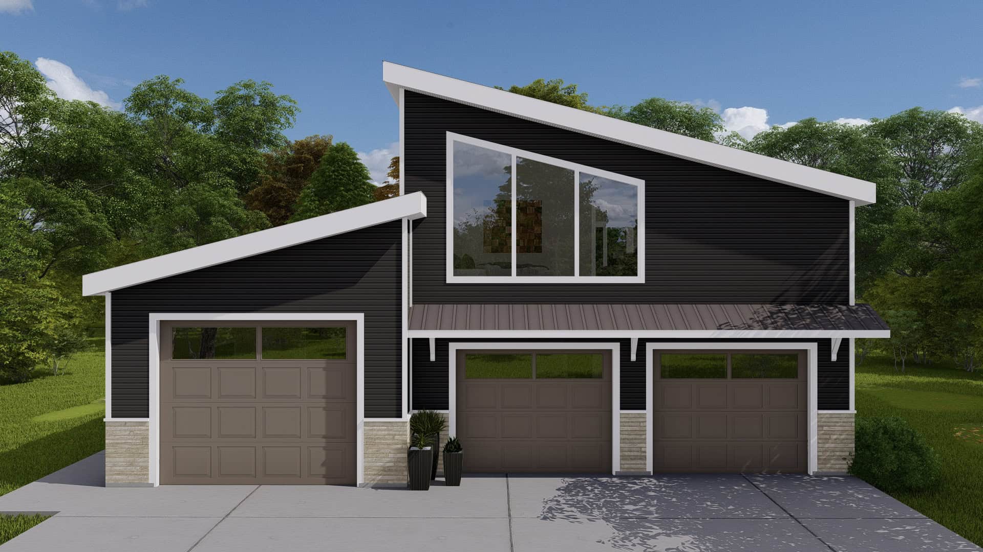 1-Bedroom, 1420 Sq Ft Garage w/Apartments House Plan #187-1220