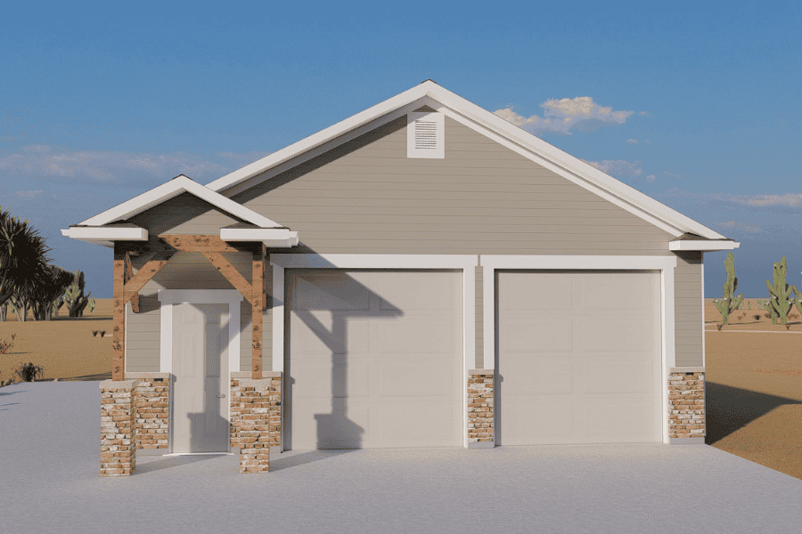 1216 Sq Ft Garage House Plan #187-1253 - Front Exterior