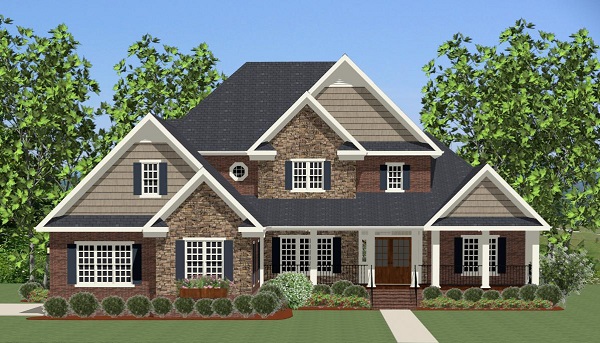 4-Bedroom, 3447 Sq Ft Craftsman House Plan - 189-1006 - Front Exterior