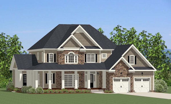 4-Bedroom, 3609 Sq Ft Craftsman House Plan - 189-1018 - Front Exterior