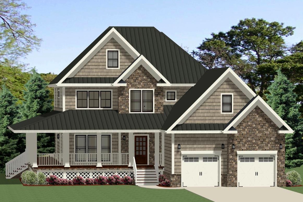 4-Bedroom, 2889 Sq Ft Farmhouse Home Plan - 189-1107 - Main Exterior