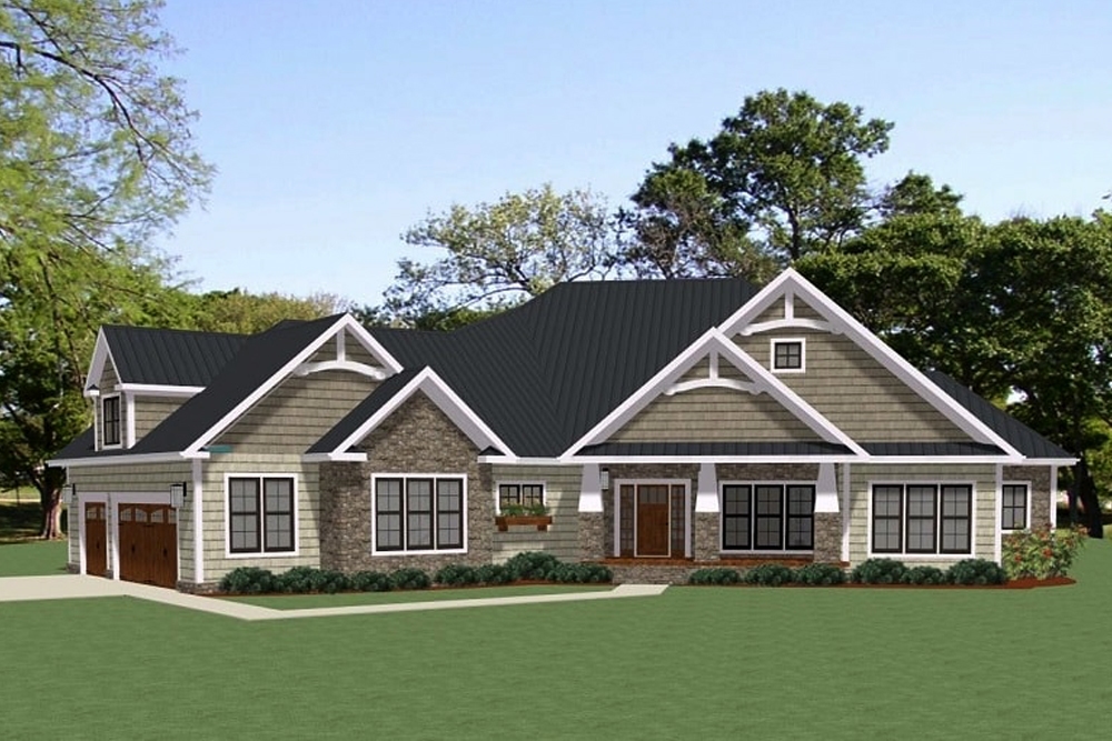 3-Bedroom, 3079 Sq Ft Craftsman House Plan - 189-1112 - Front Exterior
