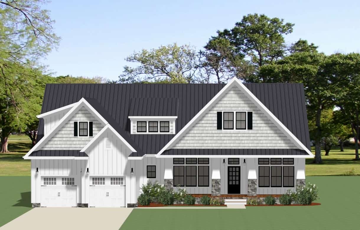3-Bedroom, 3201 Sq Ft Southern House Plan - 189-1156 - Front Exterior