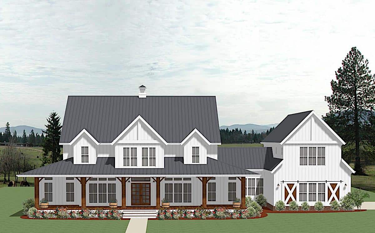Farmhouse Home Plan - 5 Bedrms, 4.5 Baths - 4357 Sq Ft - #189-1160
