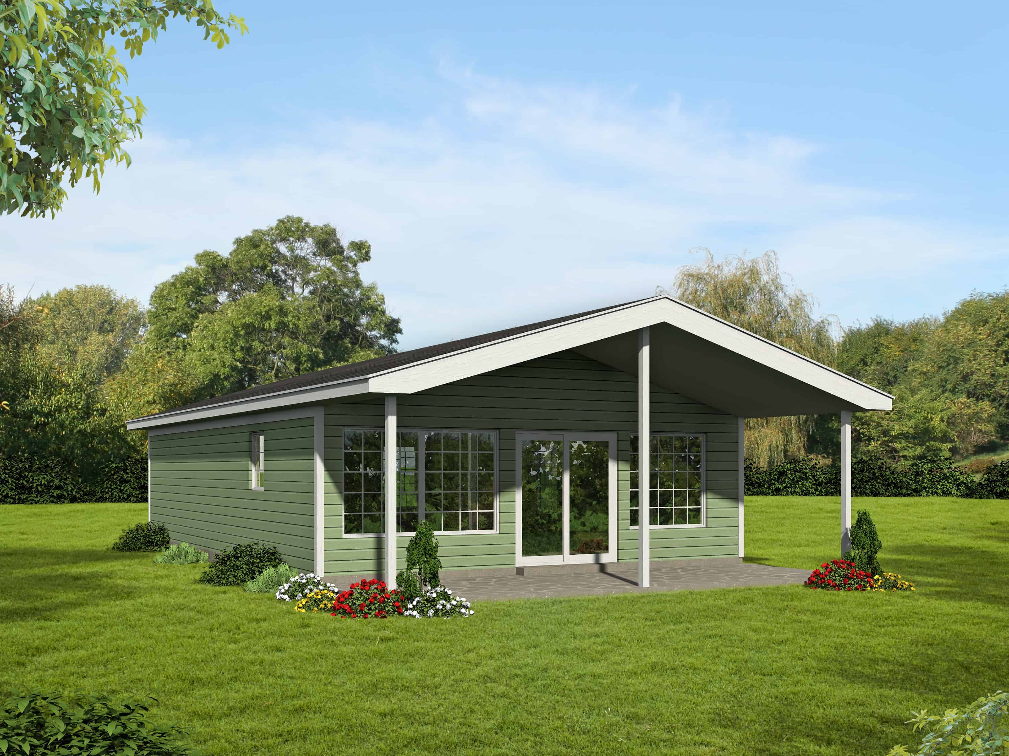 3-Bedroom, 852 Sq Ft Country House Plan - 191-1018 - Front Exterior