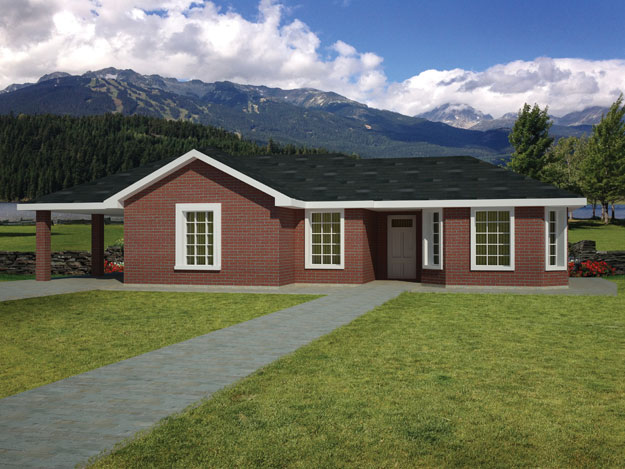 3-Bedroom, 990 Sq Ft Southwest Ranch Plan - 191-1026 - Main Exterior