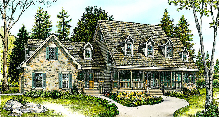 3-Bedroom, 2916 Sq Ft Country Home Plan - 192-1015 - Main Exterior