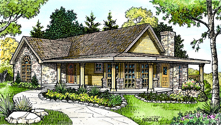 3-Bedroom, 1963 Sq Ft Country House Plan - 192-1018 - Front Exterior