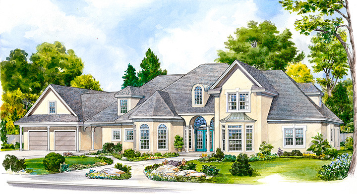 4-Bedroom, 4555 Sq Ft European House Plan - 192-1025 - Front Exterior