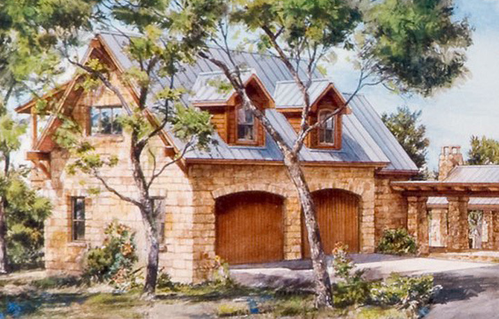 752 Sq Ft Studio Apartment with 2-Car Garage Plan - 192-1034 - Main Exterior