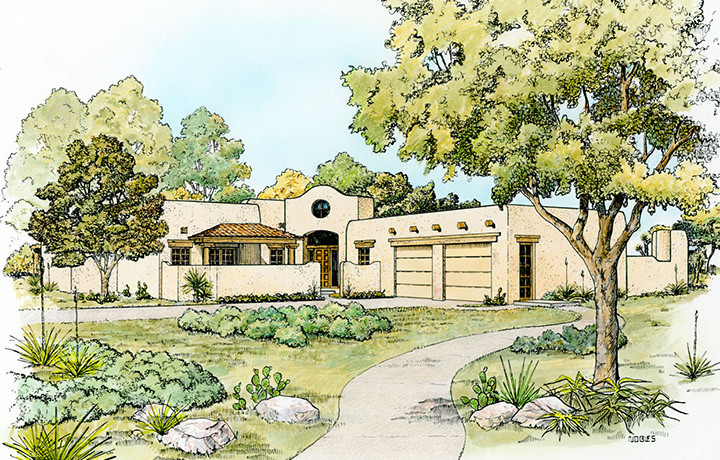 4-Bedroom, 2596 Sq Ft Southwest Home Plan - 192-1041 - Main Exterior